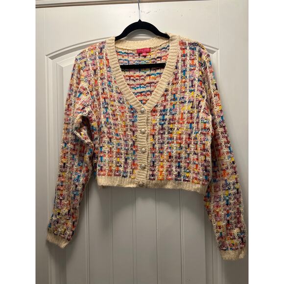 Flying Tomato Sweaters - Flying Tomato Women’s Knit Plaid Button Front Cardigan Sweater Size L Multicolor